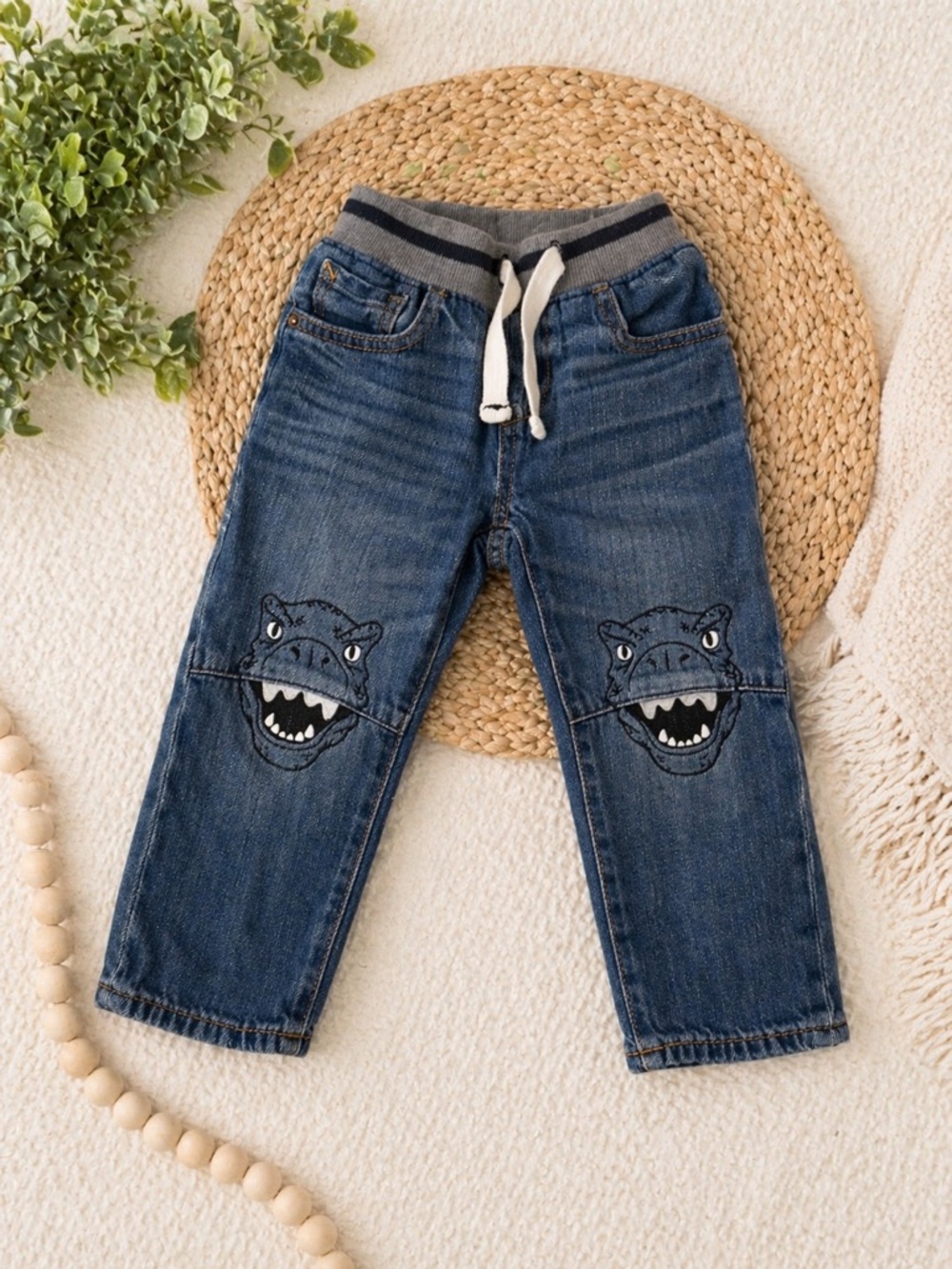 GAP Toddler Boys Jeans 2 Years Slim Dinosaur Knee Pull On